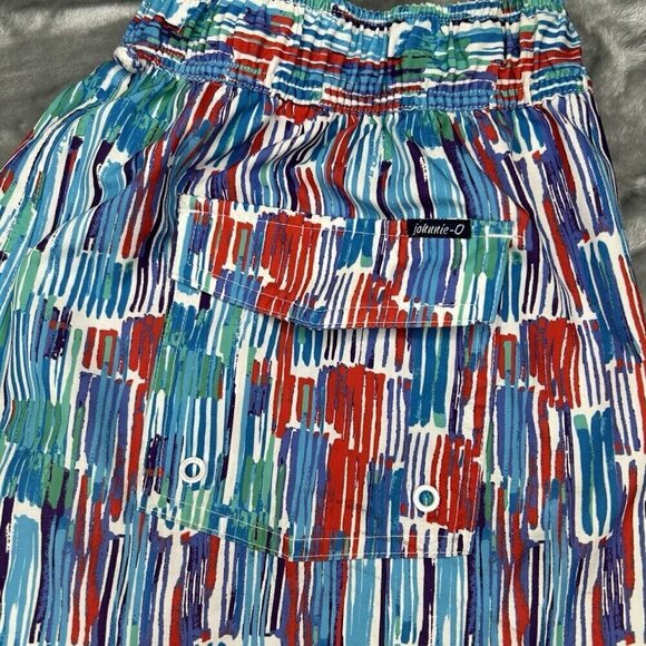 Johnnie-O Swim Trunks XL Amelia Laguna Blue Red Board Shorts Drawstring Beach - Picture 10 of 11